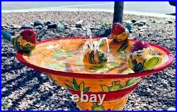 Talavera Mexican Art Bird Bath Water Fountain Birdbath Pottery Folk Art