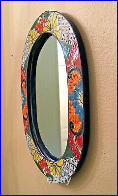 Talavera Mexican Folk Art Mirror Ceramic Pottery Wall Art XL 20
