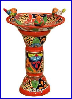 Talavera Mexican Pottery Large 19 Bird Bath Bird Ceramic Birdbath Folk Art