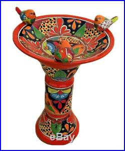 Talavera Mexican Pottery Large 19 Bird Bath Bird Ceramic Birdbath Folk Art