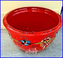 Talavera Planter Mexican Ceramic Pottery Red Flower Pot X Large 18 Folk Art