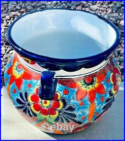 Talavera Planter Pot Mexican Folk Art Pottery X Large 18