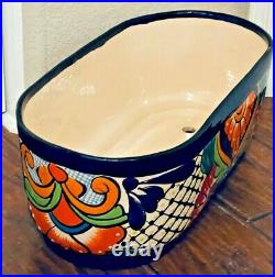 Talavera Planter Tub Pot Mexican Art Pottery X Large 19 Trough Oval Pot