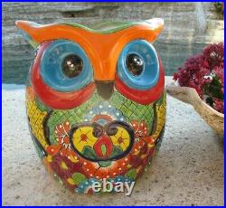 Talavera Pottery Owl Planter Mexican Art Pottery Animal Figure Bird X Large 15