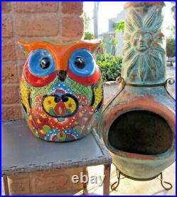 Talavera Pottery Owl Planter Mexican Art Pottery Animal Figure Bird X Large 15