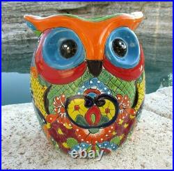 Talavera Pottery Owl Planter Mexican Art Pottery Animal Figure Bird X Large 15