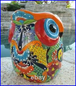 Talavera Pottery Owl Planter Mexican Art Pottery Animal Figure Bird X Large 15