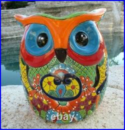 Talavera Pottery Owl Planter Mexican Art Pottery Animal Figure Bird X Large 15