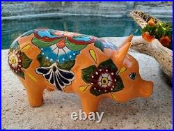 Talavera Pottery Pig Mexican Ceramic Art Garden Animal Figure Large 19