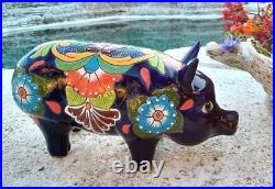 Talavera Pottery Pig Mexican Ceramic Art Garden Animal Figure Large 19