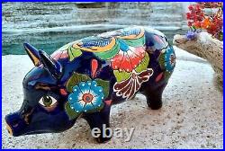 Talavera Pottery Pig Mexican Ceramic Art Garden Animal Figure Large 19