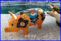 Talavera Pottery Pig Mexican Ceramic Art Garden Animal Figure Large 19