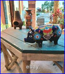 Talavera Pottery Pig Mexican Ceramic Art Garden Animal Figure Large 19