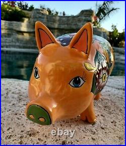 Talavera Pottery Pig Mexican Ceramic Art Garden Animal Figure Large 19