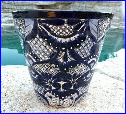 Talavera Pottery Planter Mexican Ceramic Art Garden Flower Pot Blue Lg 12