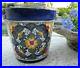 Talavera Pottery Planter Mexican Ceramic Art Garden Flower Pot Blue White 13x14