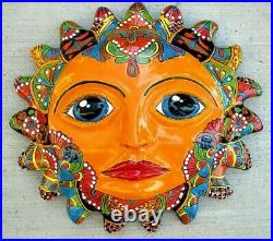 Talavera Pottery Wall Sun Mexican Hand Painted Ceramic Art Big Eye Sun 21