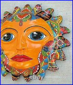 Talavera Pottery Wall Sun Mexican Hand Painted Ceramic Art Big Eye Sun 21