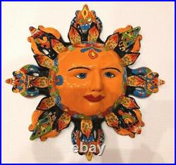 Talavera Pottery Wall Sun with Rays Mexican Art Hand Painted Ceramic Large 18