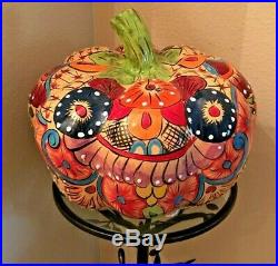 Talavera Pumpkin Gourd Mexican Pottery XXL 22 Folk Art Ceramic Decor