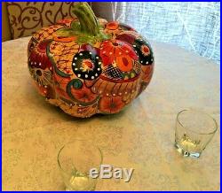 Talavera Pumpkin Gourd Mexican Pottery XXL 22 Folk Art Ceramic Decor