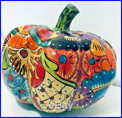 Talavera Pumpkin Mexican Pottery XXL Life Size Art Ceramic Gourd