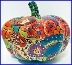 Talavera Pumpkin Mexican Pottery XXL Life Size Art Ceramic Gourd