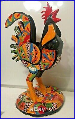 Talavera Rooster Mexican Pottery XL 18 Ceramic Folk Art Figure Kitchen Farm