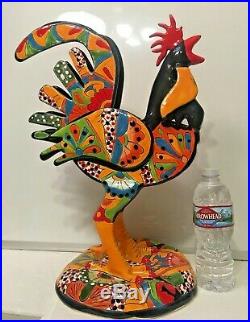 Talavera Rooster Mexican Pottery XL 18 Ceramic Folk Art Figure Kitchen Farm