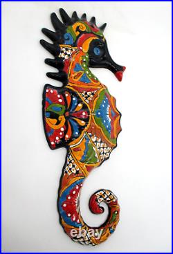 Talavera Seahorse Wall Pottery Mexican Ceramic Art Animal Figure Nautical 24