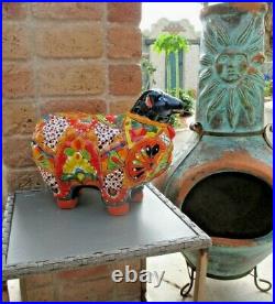 Talavera Sheep Animal Figure Mexican Art Pottery Ceramic Decor Large 17