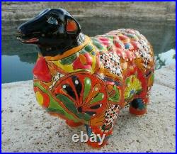 Talavera Sheep Animal Figure Mexican Art Pottery Ceramic Decor Large 17