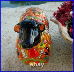 Talavera Sheep Animal Figure Mexican Art Pottery Ceramic Decor Large 17