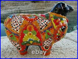 Talavera Sheep Animal Figure Mexican Art Pottery Ceramic Decor Large 17