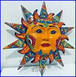 Talavera Sun Face Mexican Pottery X Large 20 Sculpture Wall Hanging Folk Art