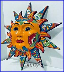 Talavera Sun Face Mexican Pottery X Large 20 Sculpture Wall Hanging Folk Art