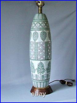 Tall Italian Art Pottery Ceramic Table Lamp Mid Century Modern FF Raymor Bitossi