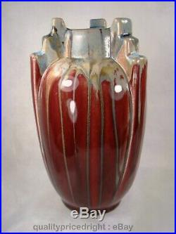 Thulin Art Pottery 1920's Belgium DRIP+ CRYSTALLINE Glaze Art Nouveau/Deco Vase