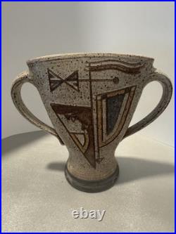 Tim Langholz Incised Modern Midwest Pottery Vase Signed Vintage Rare