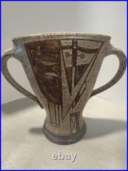 Tim Langholz Incised Modern Midwest Pottery Vase Signed Vintage Rare