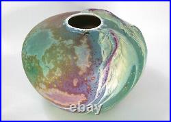 Tony Evans Raku Large Ceramic Studio Art Pottery Koi Fish Vase #146 Rare