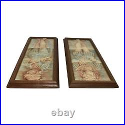 Trent Tile Company 1880s Vintage Art Pottery Musicians Ceramic Framed Tiles