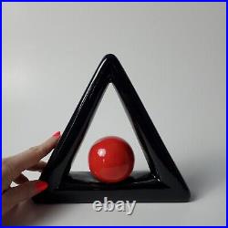 Triangle Red Ball POSTMODERN ART POTTERY ABSTRACT RARE VINTAGE MINIMALIST
