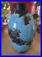 Turquoise Crackle Glaze on Black Handmade Studio Pottery Vase 12 Tall