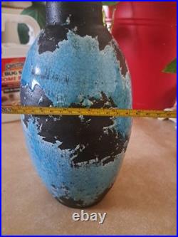 Turquoise Crackle Glaze on Black Handmade Studio Pottery Vase 12 Tall Turquoise Crackle Glaze on Black Handmade Studio Pottery Vase 12 Tall