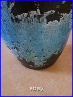 Turquoise Crackle Glaze on Black Handmade Studio Pottery Vase 12 Tall Turquoise Crackle Glaze on Black Handmade Studio Pottery Vase 12 Tall