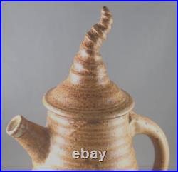 Unique Handmade Studio Art Pottery Teapot WithTwisted Lid & 4-Cups Whimsical