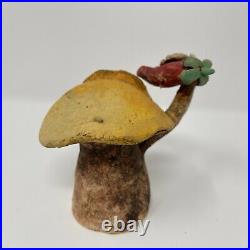 Unique Outsider Folk Art Pottery Mushroom Eating Red Hot Chili Pepper Sculpture