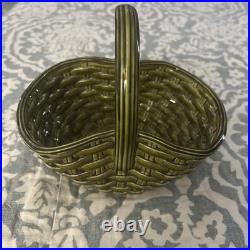 Unusual Green Mayjalioa? Handled Basket uniting wicket pottery