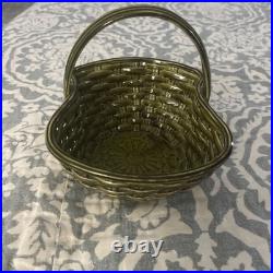 Unusual Green Mayjalioa? Handled Basket uniting wicket pottery